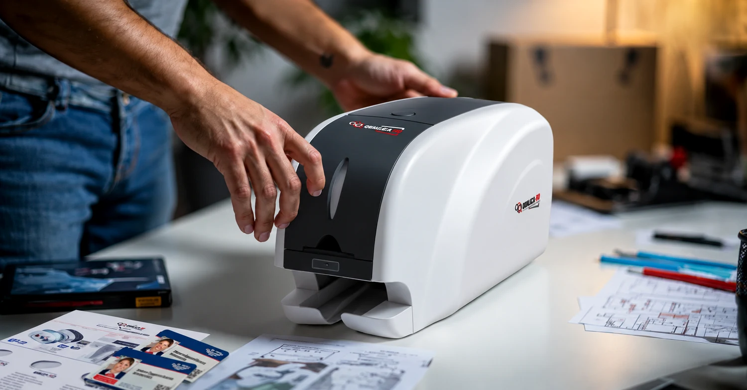 Impresora profesional de tarjetas PVC en entorno de emisión de credenciales