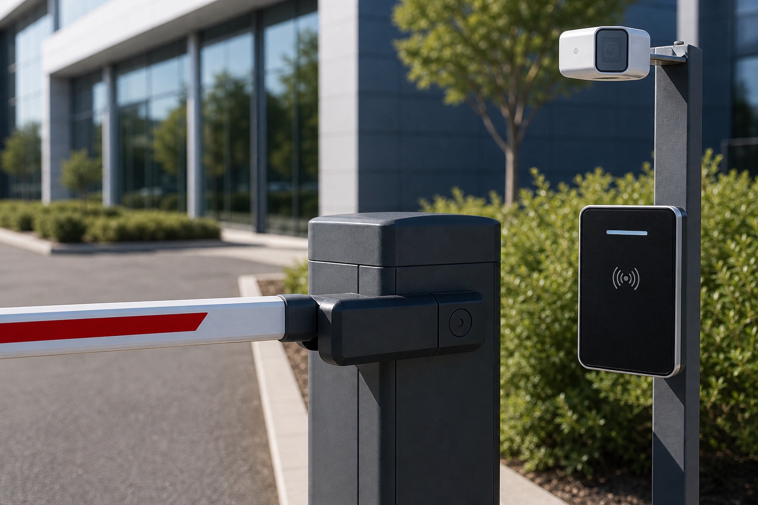 Barrera automática para acceso de vehículos en empresa