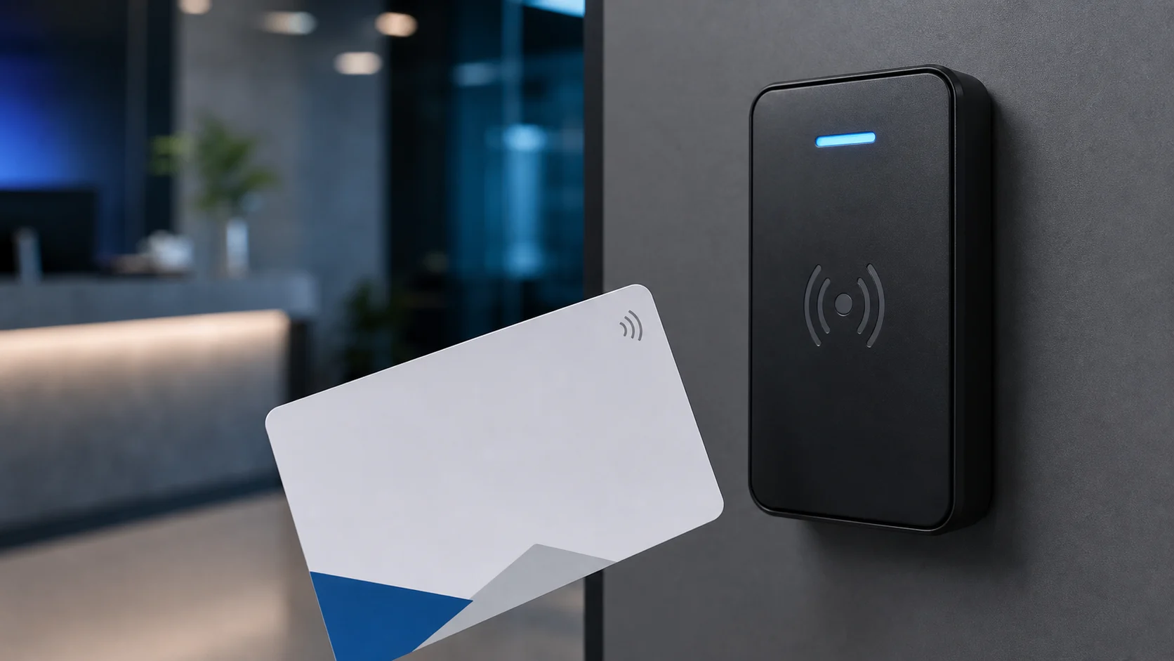 Tarjeta RFID profesional acercándose a un lector genérico